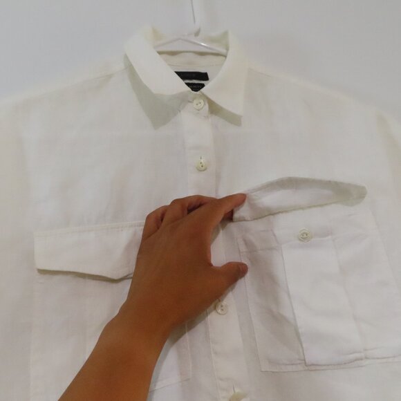 J.Crew White Irish Linen Cargo Style Pullover Size 00 - Picture 3 of 7